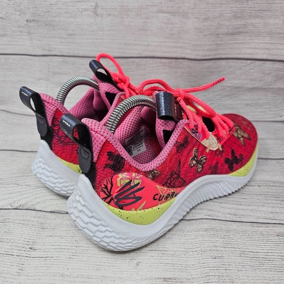 Under Armour Curry Flow 10 Pink Black Unicorn Butterfly Girl Size 6Y - Picture 5 of 10